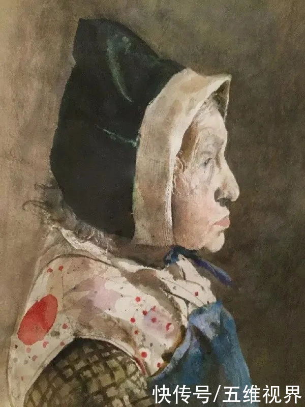 水彩|「名家作品」安德鲁·怀斯水彩侧面人像