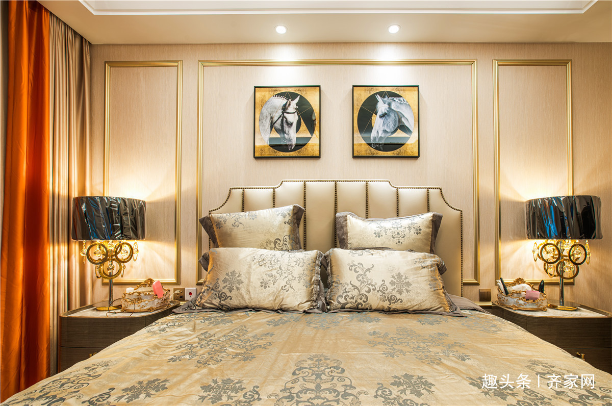 轻奢|美式轻奢三居,金属元素光泽感与设计交融,营造雅致与奢华!