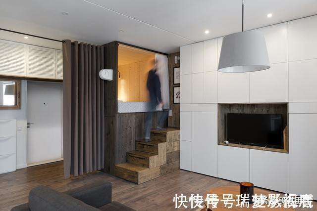 储物区|90后男主坚持把卧室抬高至半空,35㎡家储物空间翻倍,太实用