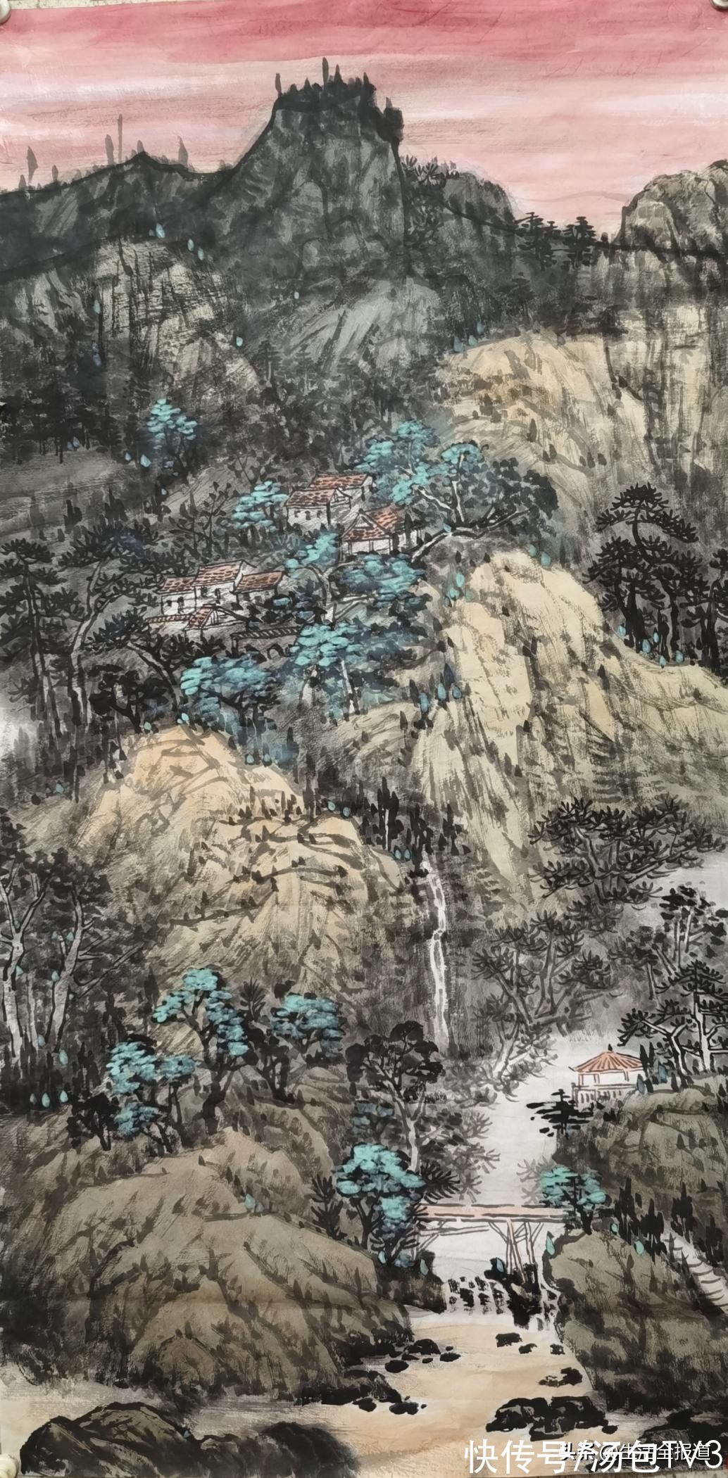 山水画#“虎啸一声山海动 龙腾三界吉祥来”武汉山水画研究会江汉八友向江城人民拜年