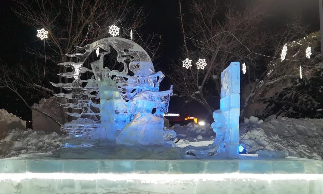 雪雕#北方民族大学冰雪艺术喜迎冬奥