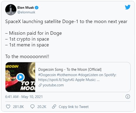 马斯克再为狗狗币带货!SpaceX明年启动DOGE-1登月任务,使用狗狗币付款