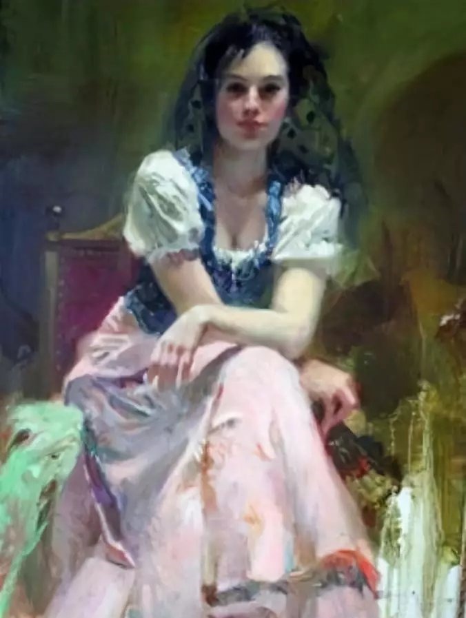 人物#皮诺德埃尼的油画人物，色彩斑斓，动静结合，光彩照人