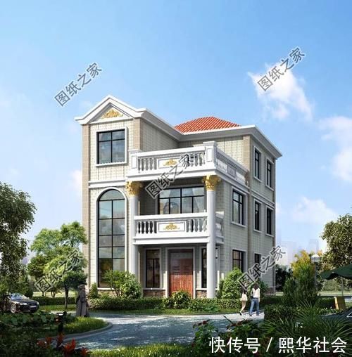 别墅|农村自建房设计图,两开间的户型也可以盖的很大气,清新有范