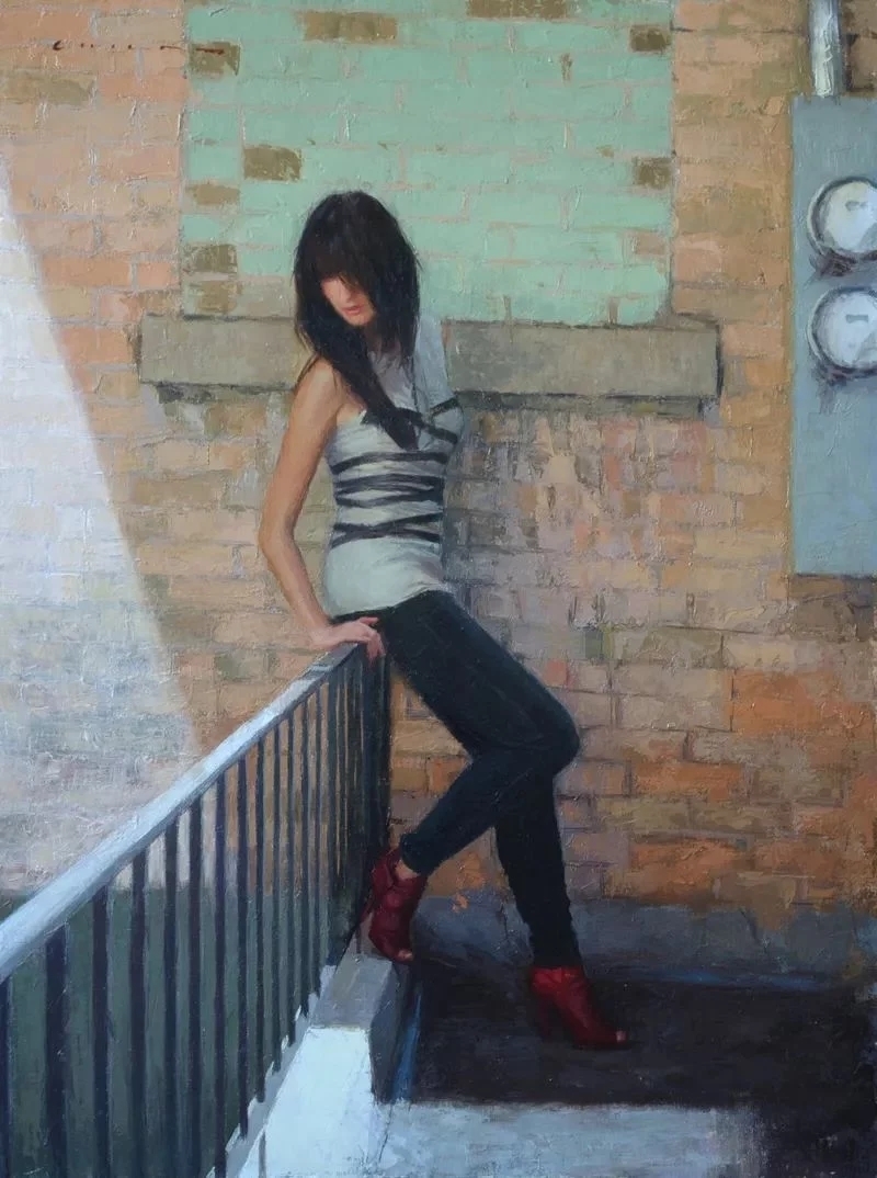 油画#每一幅肖像油画中,凯西·查尔兹都努力捕捉到人类形态的美