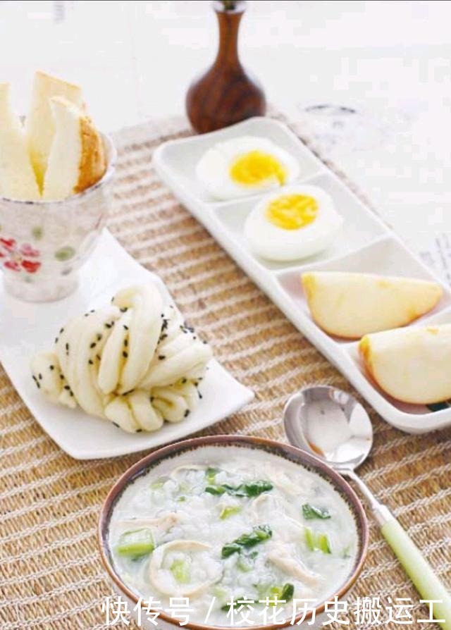 「鸡丝青菜粥套餐」孩子的营养早餐!