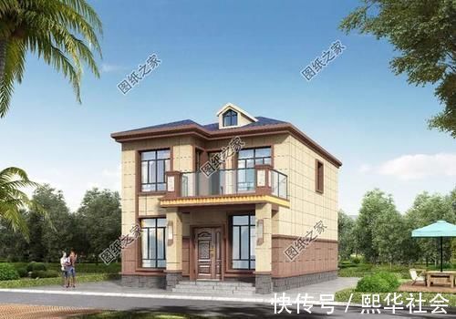别墅|农村自建房设计图，两开间的户型也可以盖的很大气，清新有范