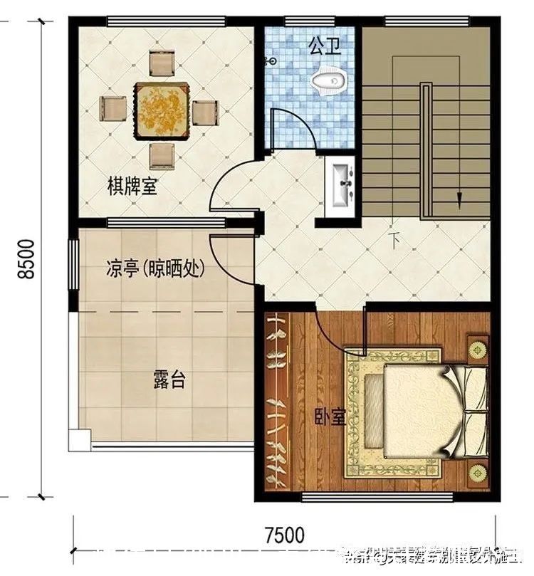露台|四川自贡三层新中式风格别墅 小面宽设计 三层带大露台双拼别墅