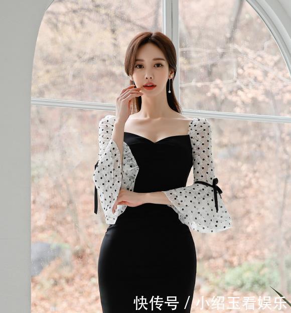 女人味|孙允珠黑色抹胸包臀裙,性感中凸显女人味