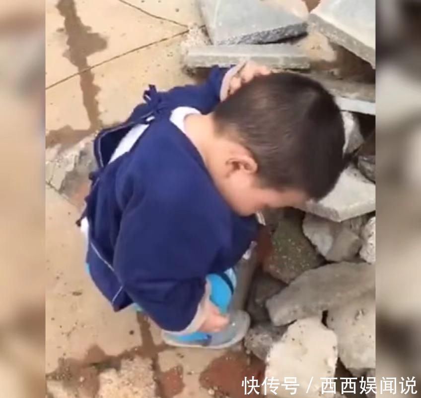 奇思妙想|萌娃扔石头手滑砸到自己的头走红网络,网友:幸好这只是自己扔的