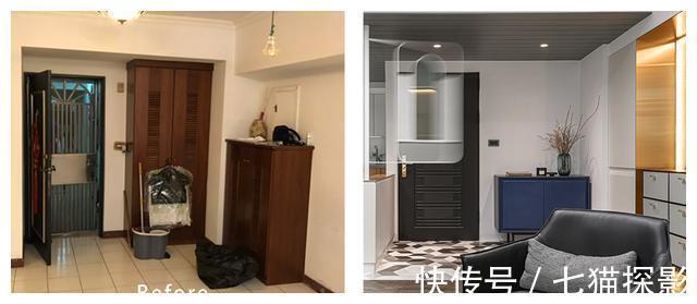 客厅|30年老屋华丽变身，99㎡，这么独特的玄关设计第一次见，太高级！