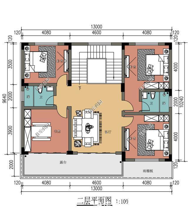 农村|13×10米现代二层别墅,农村盖房,设计两个入户门真的好吗?