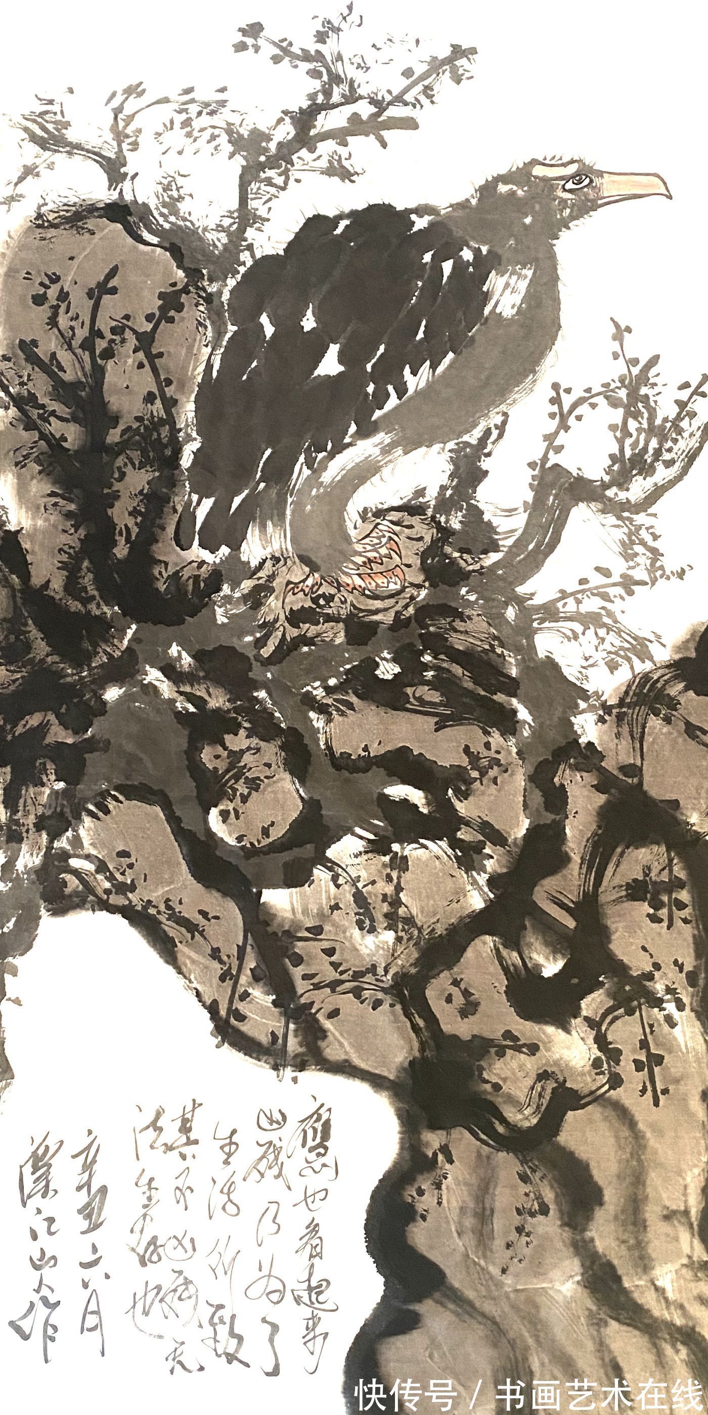 爱德华|笔下雄鹰俊,翼展能冲天——国画家、画鹰大家、指墨画艺术大师朱祖国