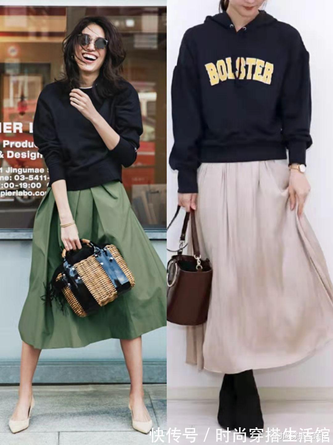 搭配 卫衣下面不要老配裤子,俗气!今年流行这样穿,时髦显高又显瘦