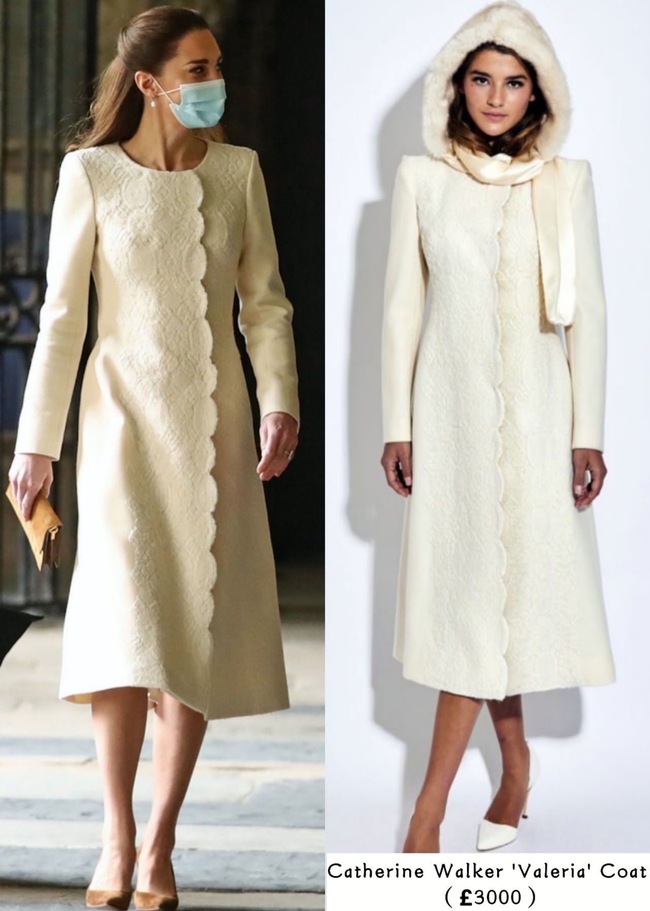 皮帕|凯特为迎结婚10周年做医美?穿婚纱大衣重回婚礼教堂,皮肤太平整