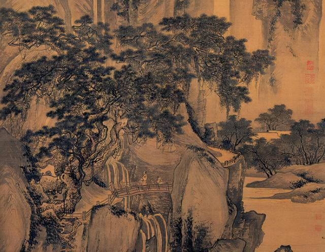 奇山异石#唐伯虎《山路松声图》欣赏:笔法缜密古朴,通篇质感太牛了