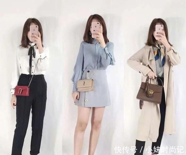 初春的清新基础搭配, 衬衣针织衫搭配半身裙, 知性大方的通勤装