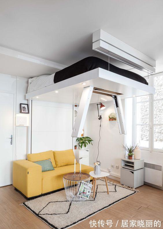 小户型|国外小户型都流行升降床,白天夜晚随意切换功能,一地还能两用!
