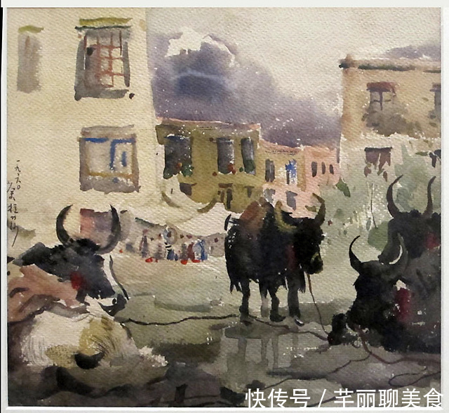 哈定#中国美术馆收藏的水彩风景画，古元、哈定等画家在列