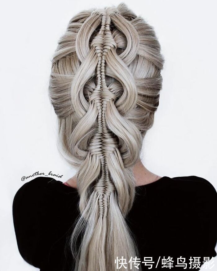 网红达人|65张编发照片,这哪是编头发分明是画画,图3这发型一次要半天