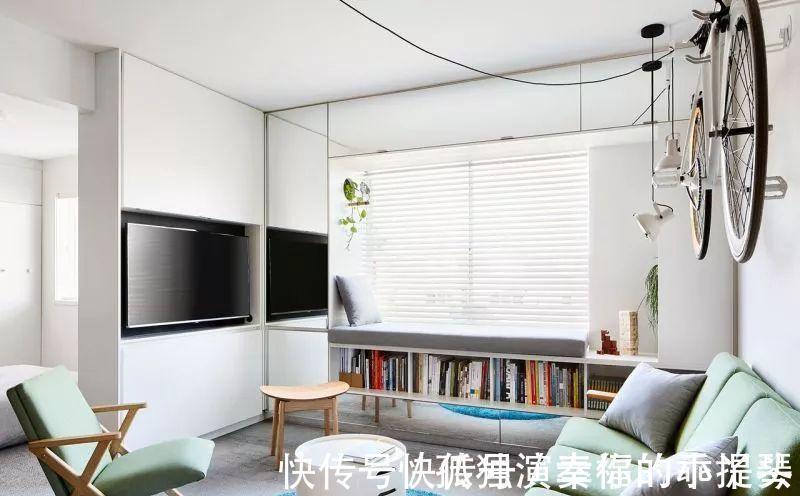 柜门|35㎡迷你小宅,定制柜解决全屋收纳,还有隐形餐桌!