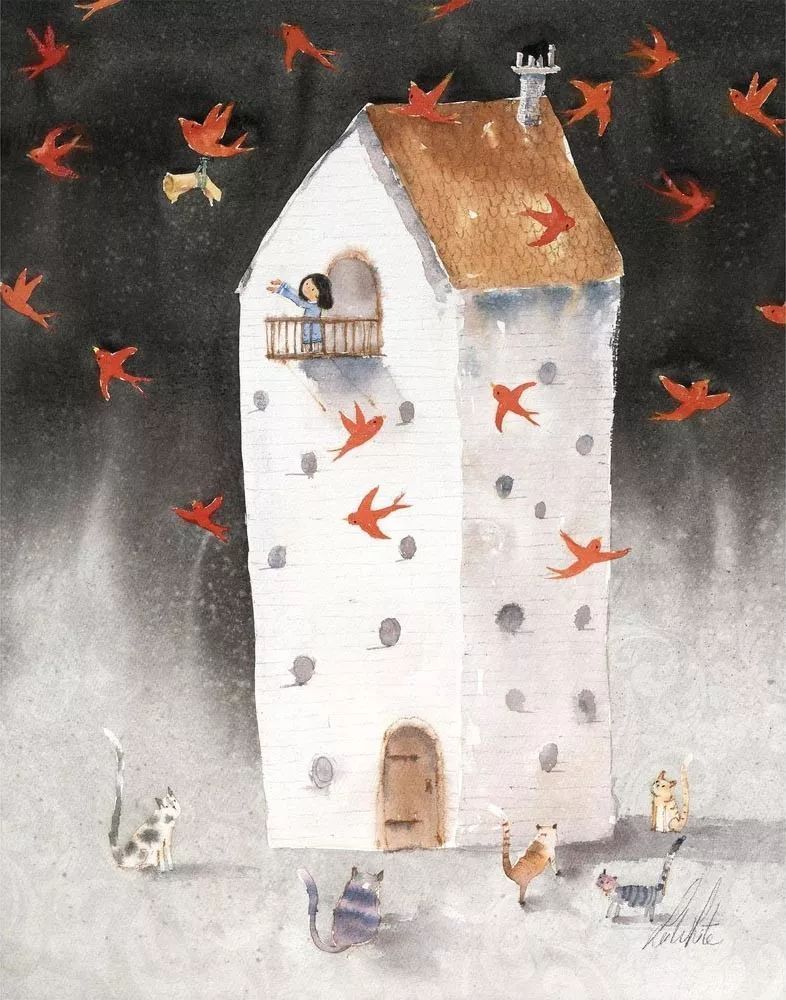 治愈插画$治愈插画:童年,像一个流丽繁复的梦