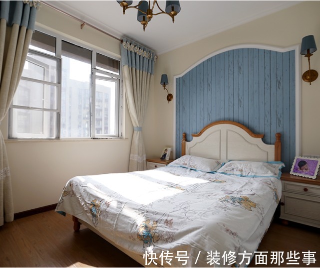 背景墙处|125平地中海风三居室,给孩子和父母一个阳光充足的娱乐空间