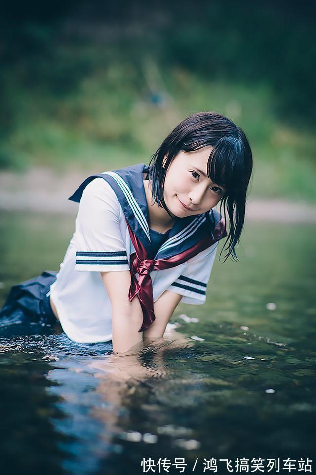 JK|日本JK水手服美图赏:青山绿水间的蓝白少女