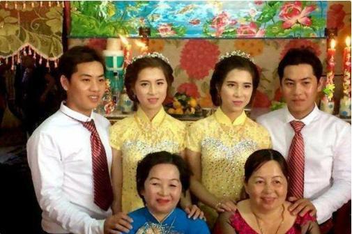 双胞胎姐妹|双胞胎兄弟娶双胞胎姐妹,生下孩子如复制粘贴,网友:差点认错人