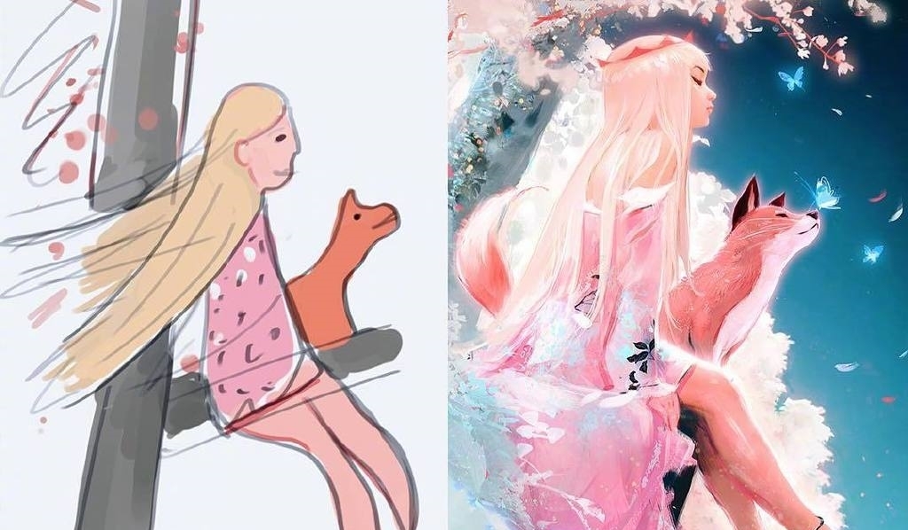 狐狸|都说画师是魔术师,看到这位儿子改母亲的涂鸦我信了