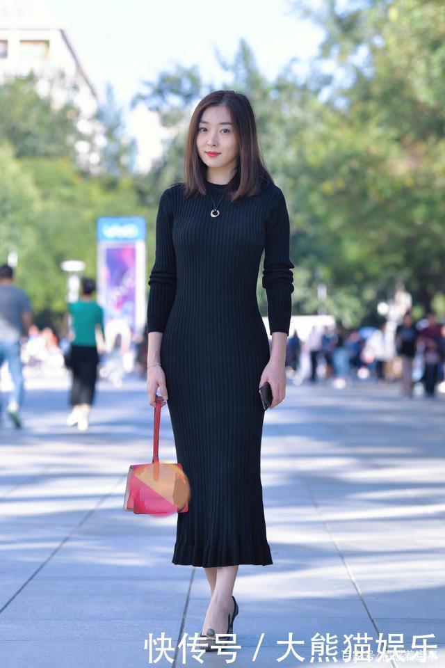搭配|时尚穿搭黑色长袖包臀连衣裙,搭配高跟鞋,尽显淑女气质