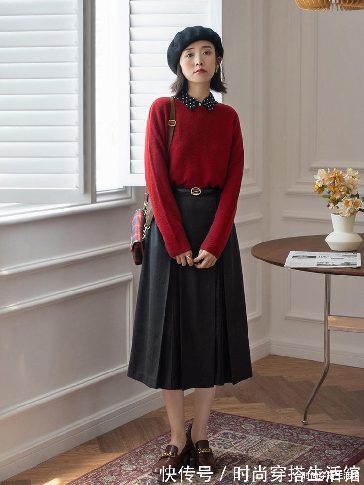 tips|降温了,被这位小姐姐穿搭圈粉了,毛衣这样穿时髦保暖又显瘦
