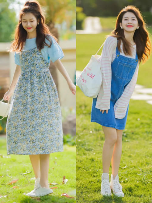 穿搭 裙子下面不一定穿高跟鞋,今年流行这样穿,洋气显瘦,很有女人味