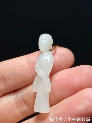 挂件!明以前 熟坑 和田玉籽料 羊脂白玉 玉人 挂件