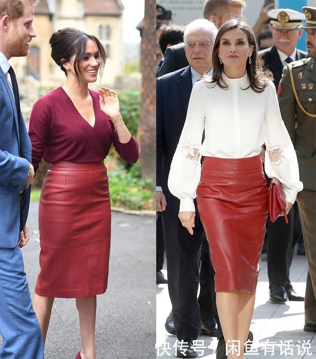 同款|梅根与莱后穿同款皮裙,一个微胖一个90斤不到,气质却不相上下