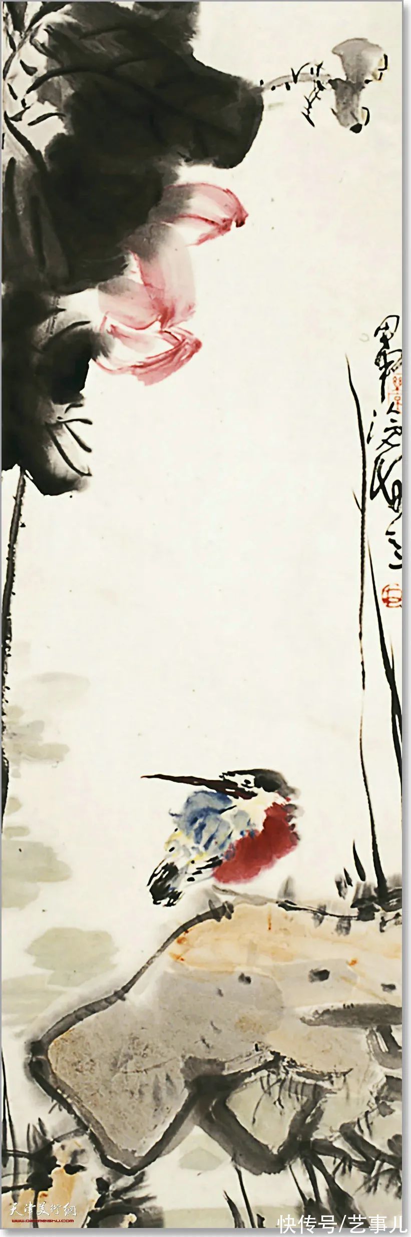 库尔勒!尹沧海教授荷花水禽作品欣赏:笔意简率自由 一派天趣自成