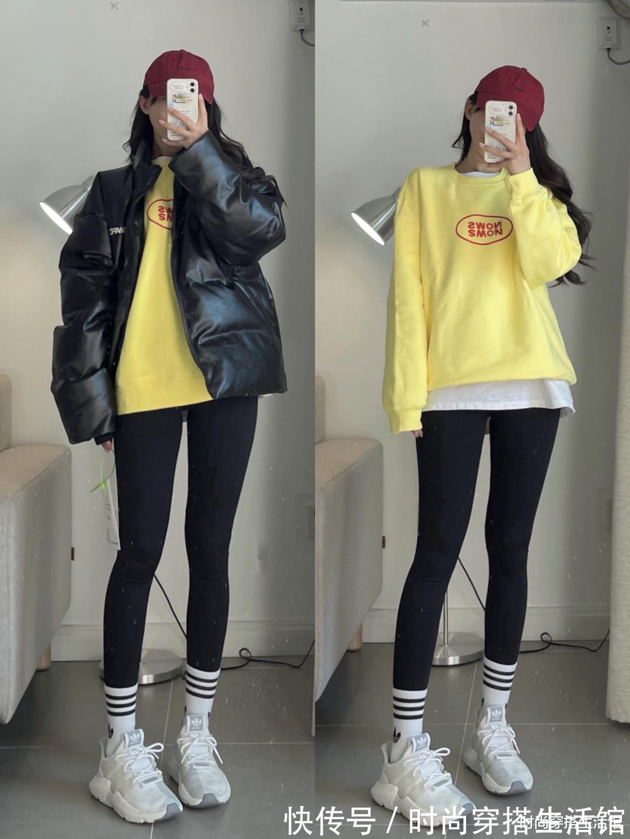 街拍 羽绒服+鲨鱼裤=2021年王炸组合,时髦显瘦又高级,冬天穿很好看?