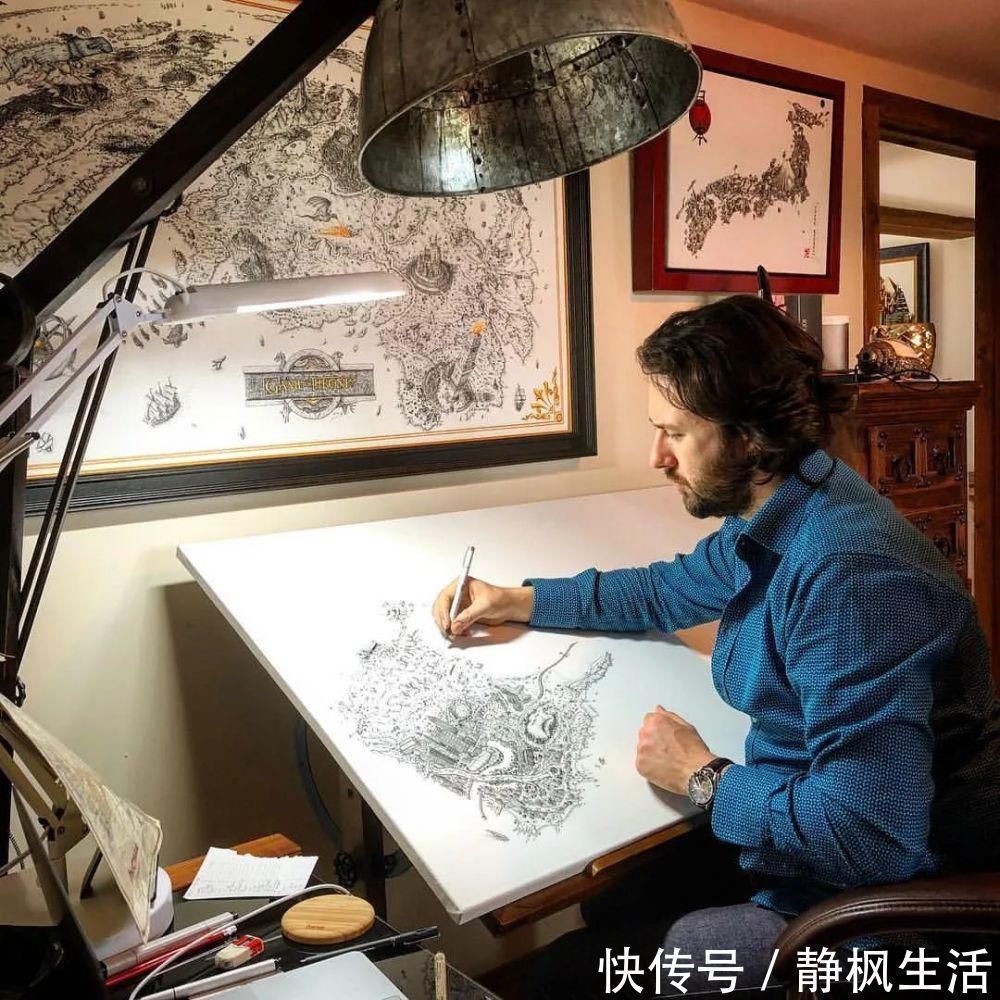 中国文化$英国小伙用针管笔画出了最美中国地图,独一无二的中国风