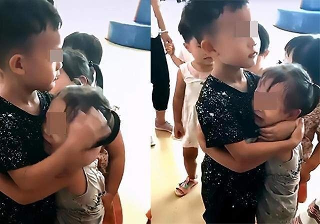 幼儿园|小班妹妹上幼儿园大哭，大班哥哥听后迅速来哄，兄妹情深让人感动