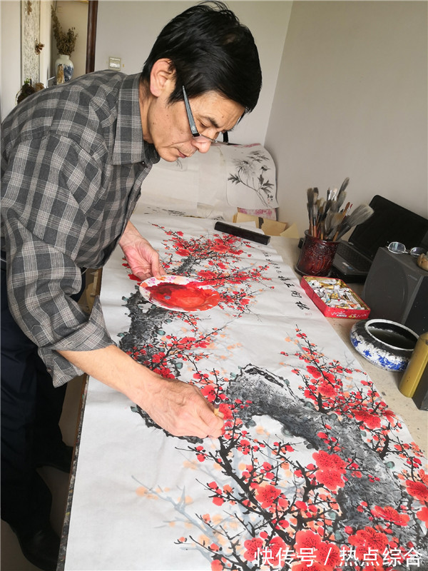 霍新光$霍新光写意国画:一树红柿送吉祥