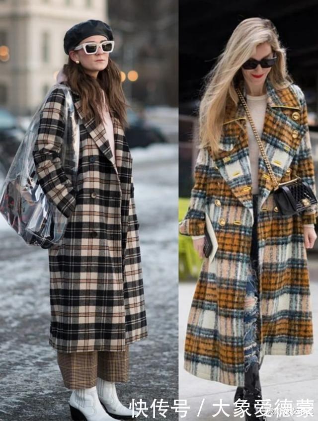 单色|别总穿单色大衣,今年火了“格子大衣”,叠穿针织衫太洋气了