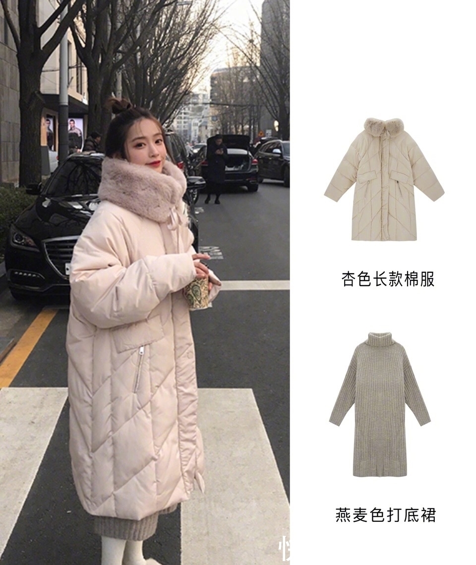 中国红羽绒服配半身裙很时髦,穿出小女人