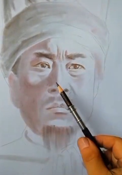 好汉|美术生绘画及时雨宋公明,梁山好汉何在?网友:就是这货,带着众好汉入的坑