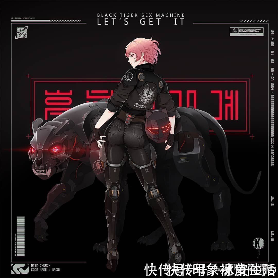 插画作品#又美又飒的赛博朋克少女插画,角色绘制充满了想象力