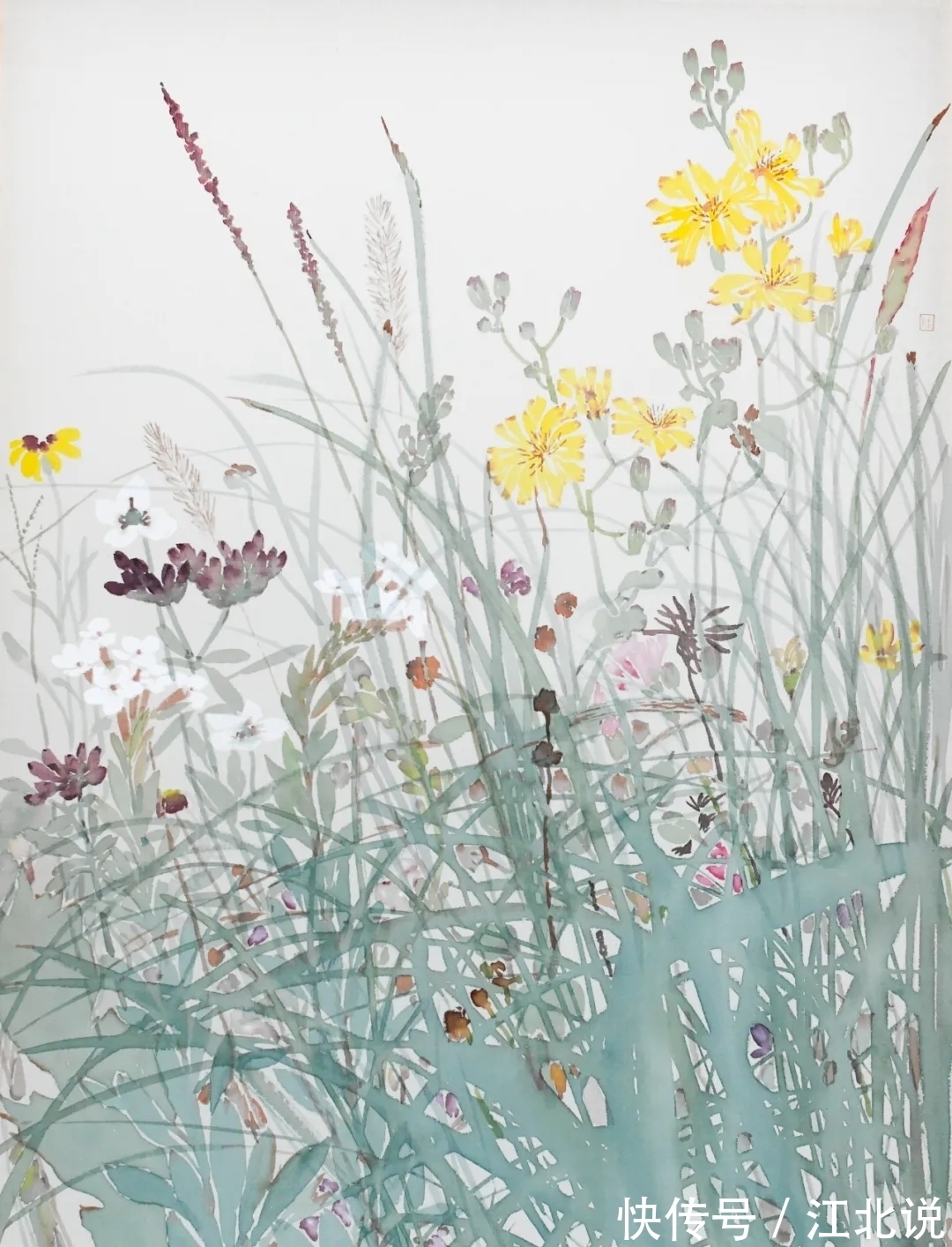 南田&李恩成没骨花鸟画，得南田先生之逸趣