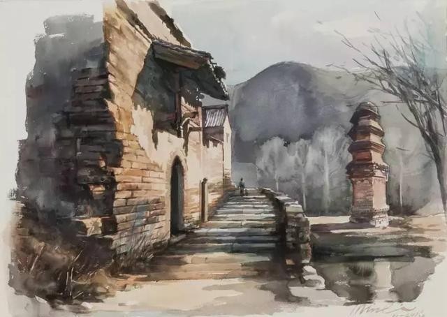 拴马石|旅美水彩艺术家李民笔下的中国风景画!他用艺术诠释“家”的味道