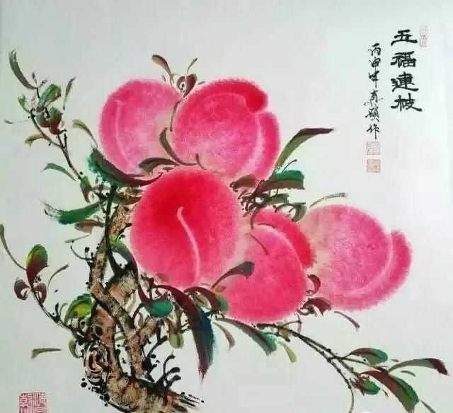 甜香|一起来欣赏国画里的蜜桃，娇艳溢甜香