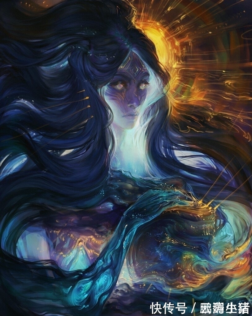 暴风雪$画师将自然元素“拟人化”,雷暴和闪电是双胞胎,太阳女神超霸气