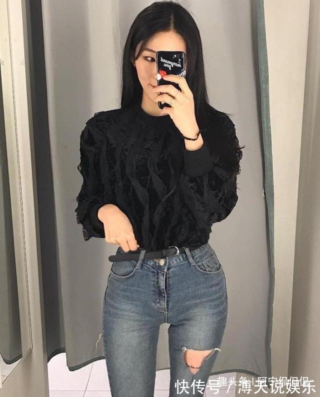 气质 打底衫穿出小清新的气质,搭配上牛仔裤尽显潮流风范