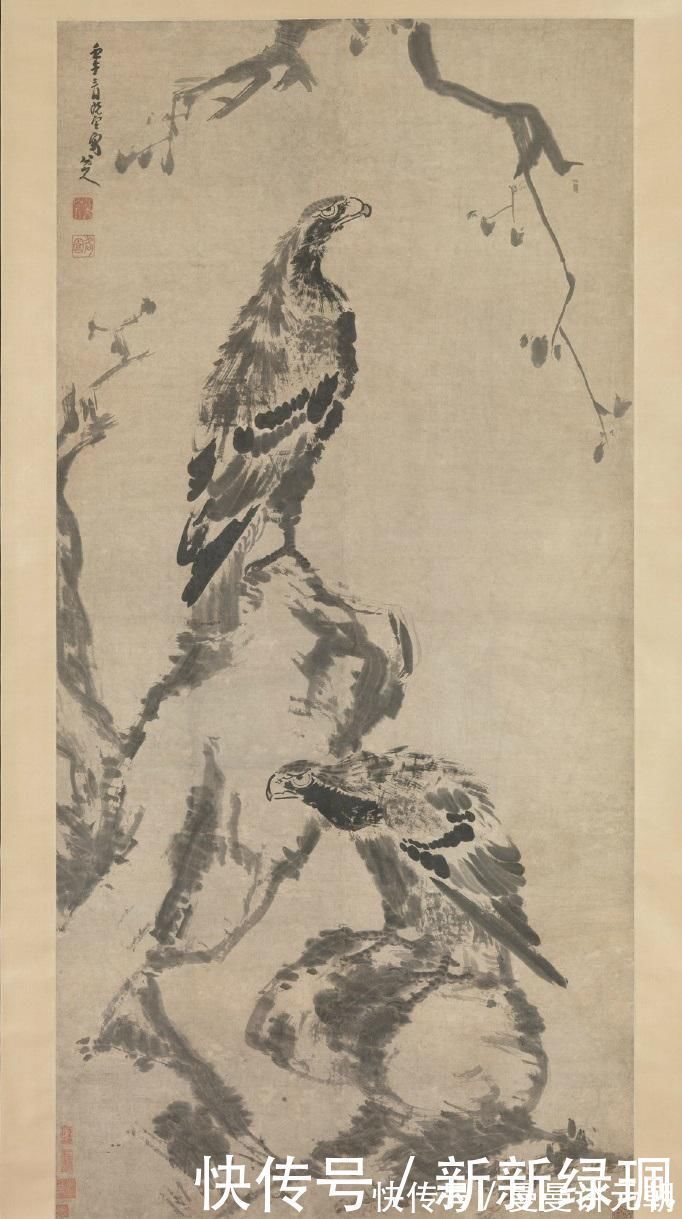 大都会艺术博物馆|朱耷的这幅《双鹰图》,两只鹰价值4个亿,艺术造诣不输李苦禅